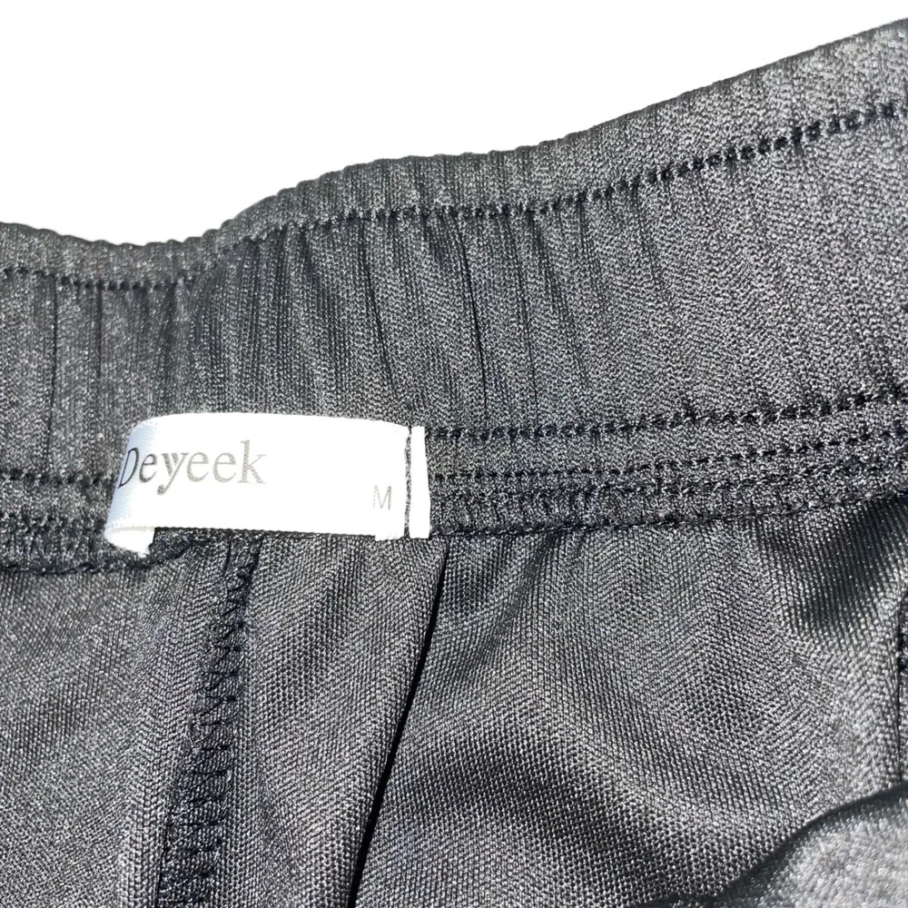 Deyeek Mens Snap Button Track Pants Black White Stripe Side Tearaway Size M